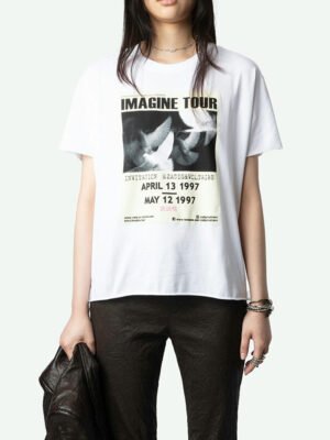 White Dove Digital Printed Women's Round Neck Short Sleeve T-shirt-DH-ZV-138