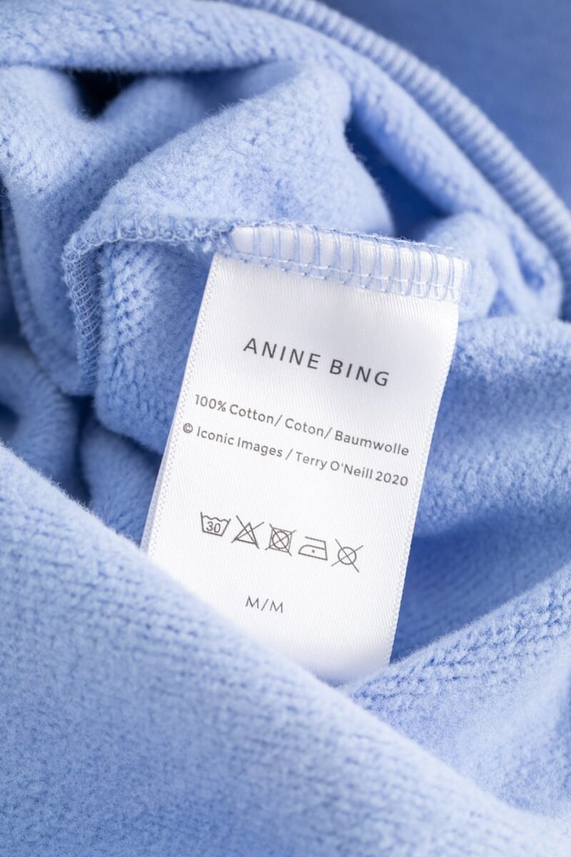 Letter Embroidery Loose Light Blue Cotton Fleece Women's Sweatshirt Long Sleeve Round Neck Pullover-ABS2480BL - 图片 7