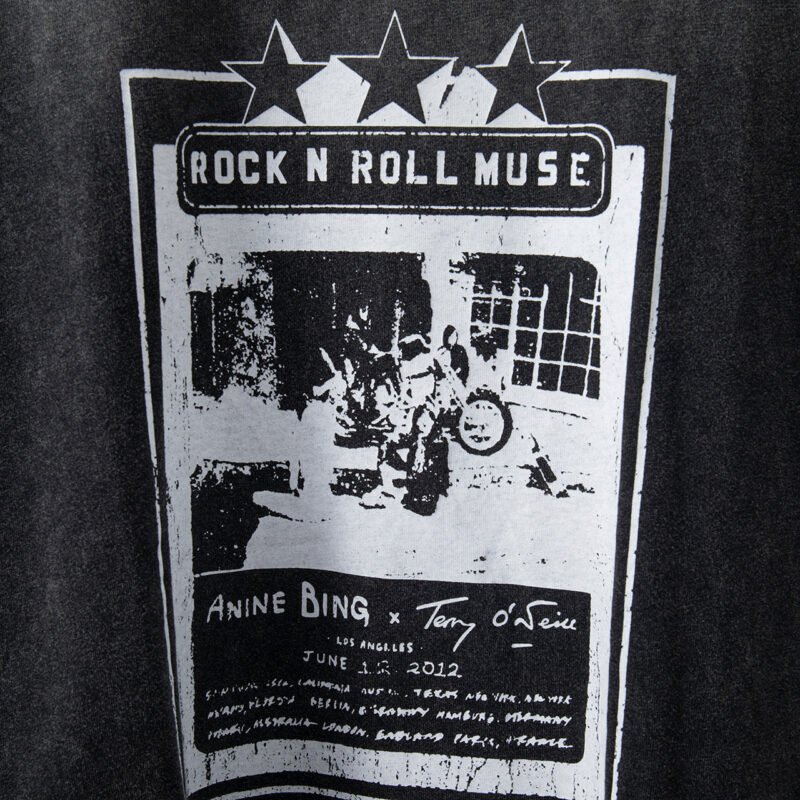 Retro Black Short-sleeved T-shirt with Star Motorcycle Print Pullovers-ABT41BK - 图片 6