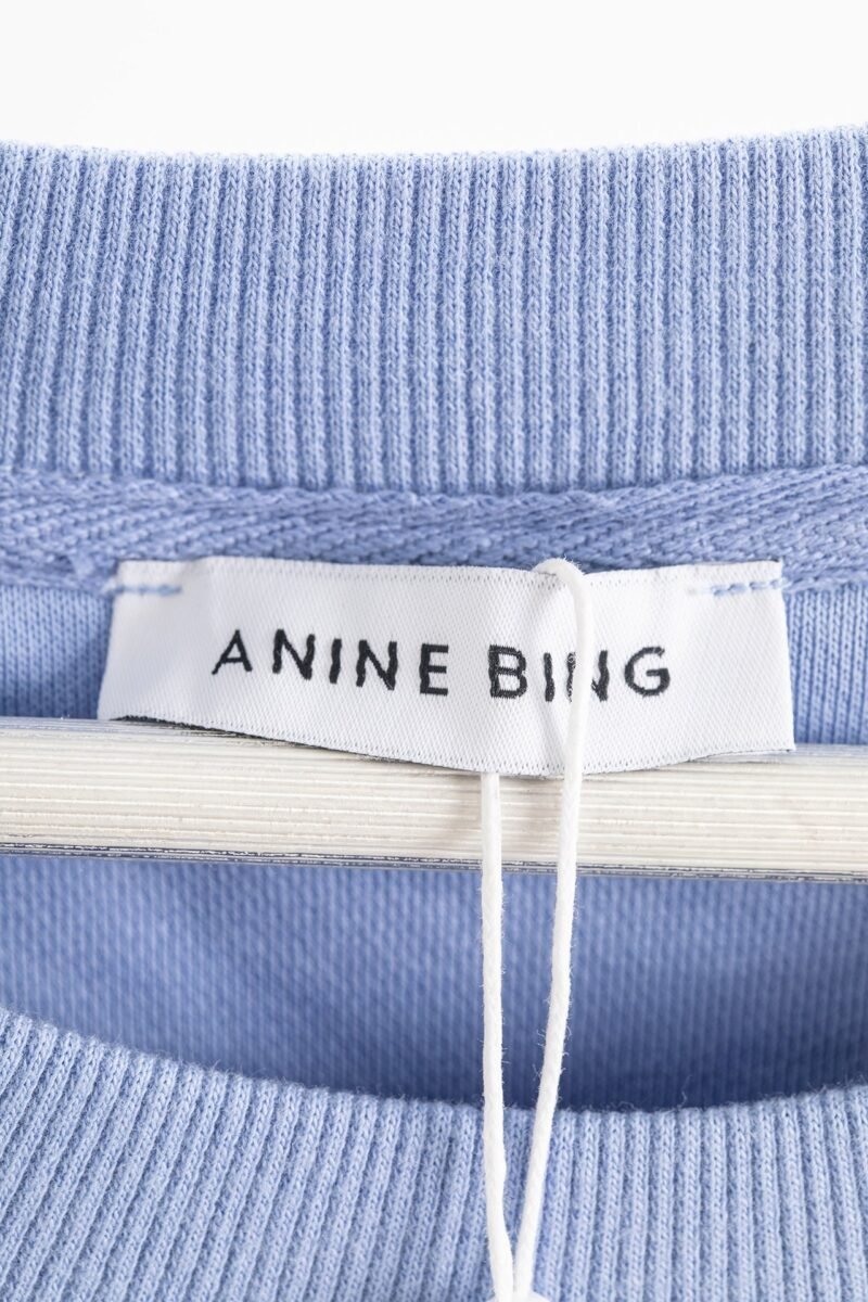 Letter Embroidery Loose Light Blue Cotton Fleece Women's Sweatshirt Long Sleeve Round Neck Pullover-ABS2480BL - 图片 5
