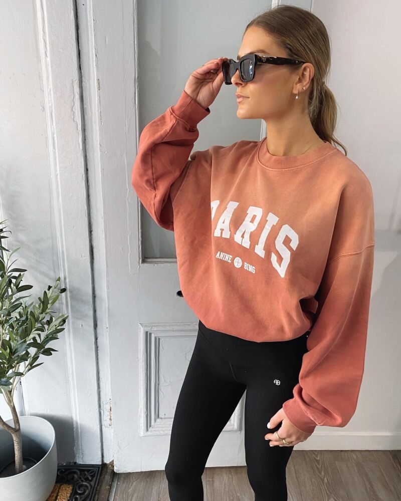Round Neck Long Sleeve Letter Printed Washed Women's Sweatshirt-ABS2424PK - 图片 13
