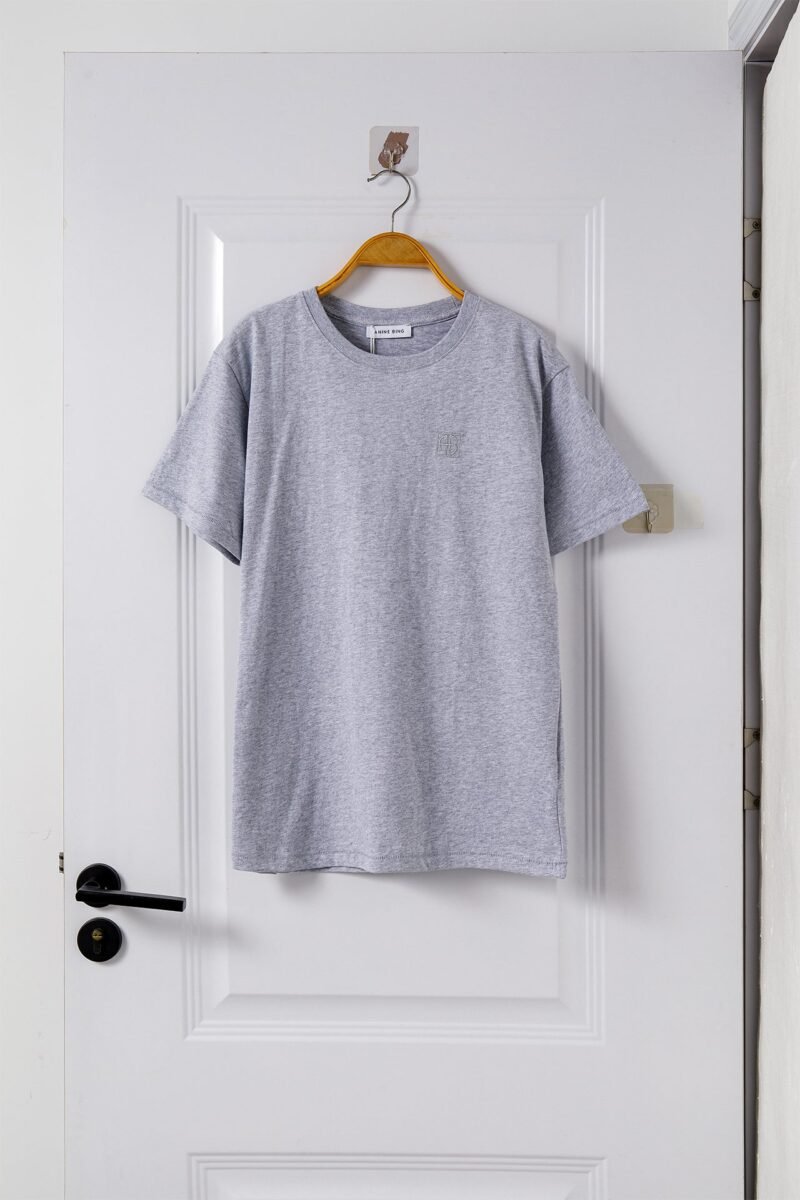Women's LOGO Grey Short-sleeve T-shirt O-Neck Pullover-SPF-232 - 图片 2