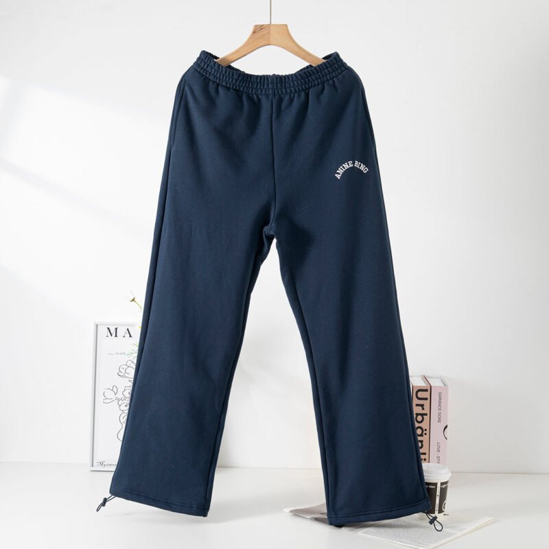 Classic Letter Elastic Waist Sports Pants Plus Fleece Women's Sweatpants-ABP01NB - 图片 2
