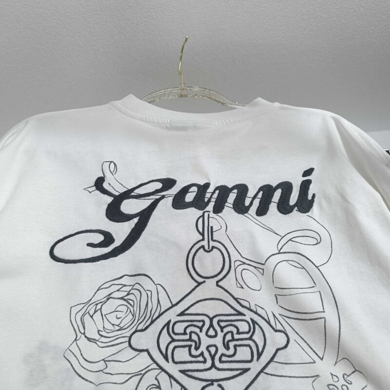 White Letter Embroidery Knot Printed Cotton Long Sleeve T-shirt Women-GN29 - 图片 7