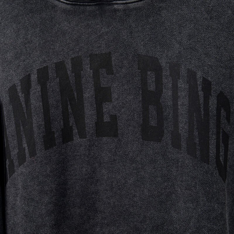Black Classic Black Letter Print Washed Color Fried Snowflake Loose Hooded Sweatshirt-ABS2404BK - 图片 5