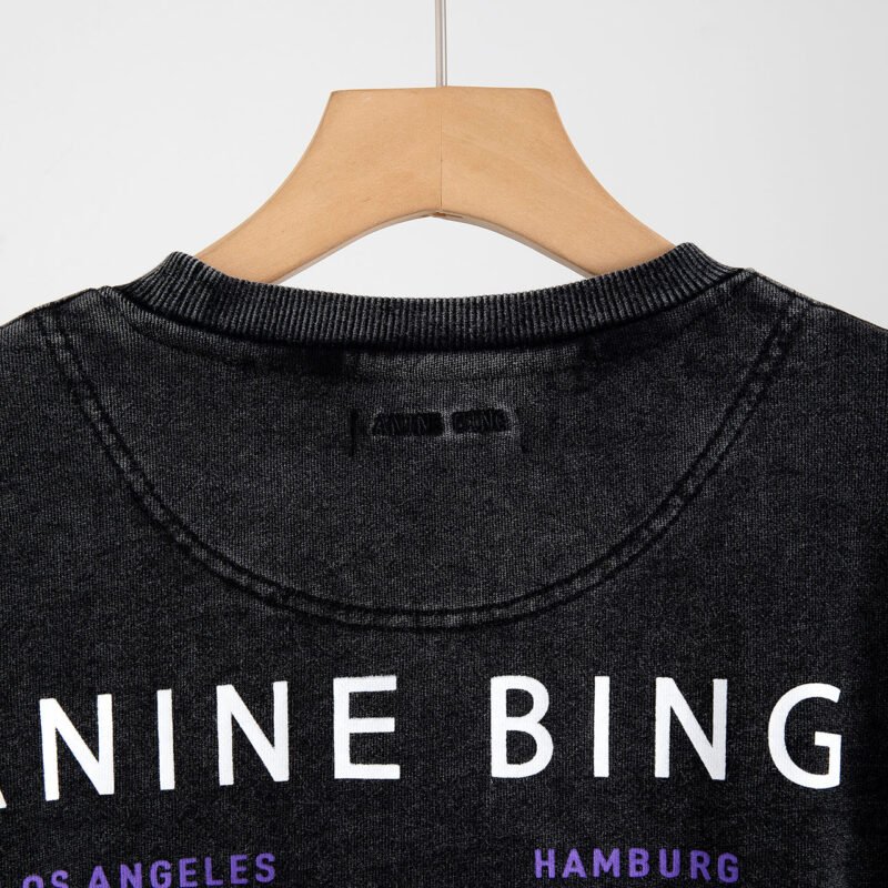 Sand Dot Letter White Ink Digital Printing Stir-fried Color Washed Stir-fried Snowflake Women's Sweatshirt-ABS2465BK - 图片 11