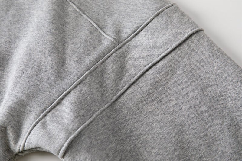 Grey Front Letter Patchwork Round Neck Mid-length Plush Women's Sweatshirt-ABS2490GY - 图片 7