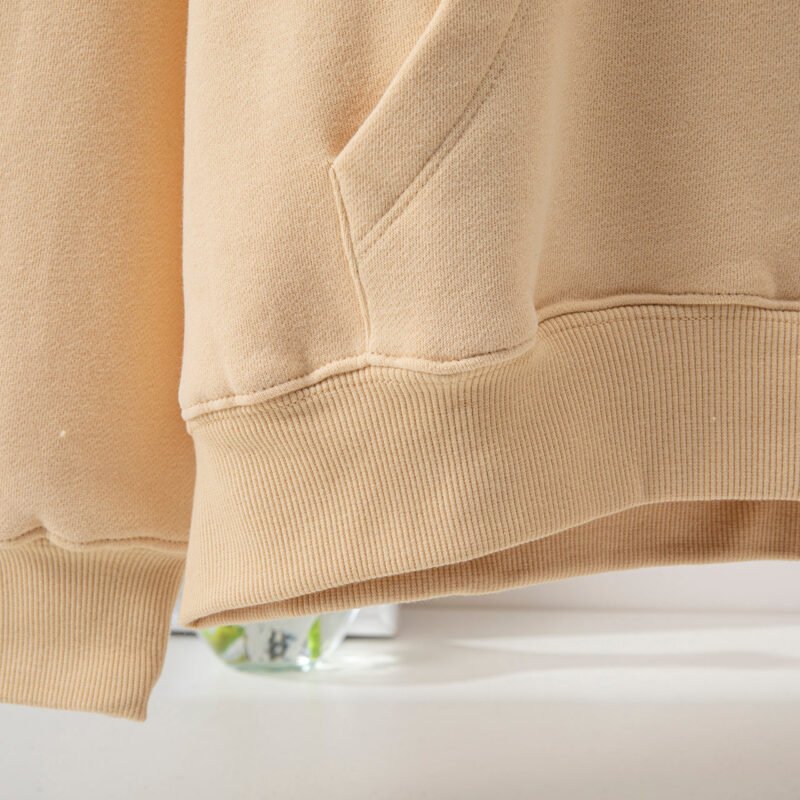 Yellow Classic Letter Hand-cranked Embroidered Round Neck Lining Plus Velvet Women's Hooded Sweatshirt-ABS2408YEL - 图片 4