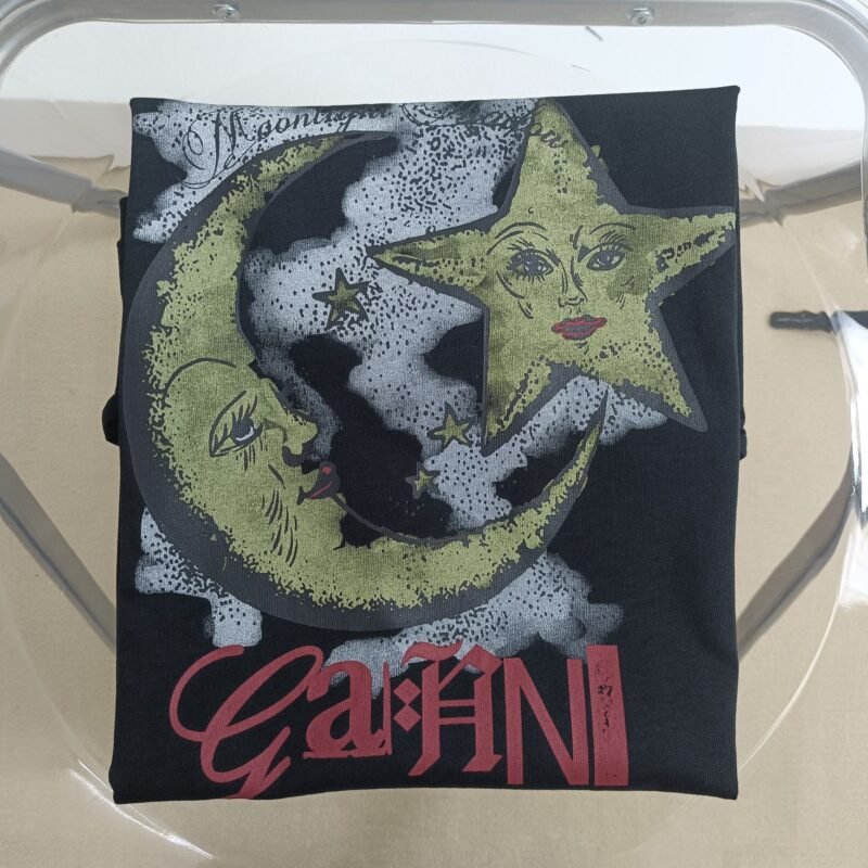 Moonlight Graphic Printed Cotton T-shirt Women Summer O-neck Casual Short Sleeve Tees-GN05 - 图片 7