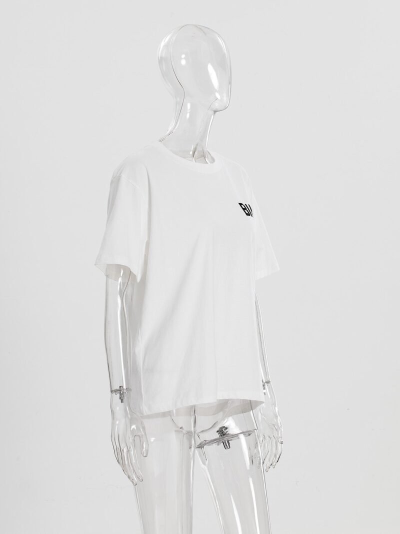 Summer Letter BING Back Star Print Cotton White Women's Short-sleeved T-shirt-ABT50WT - 图片 6