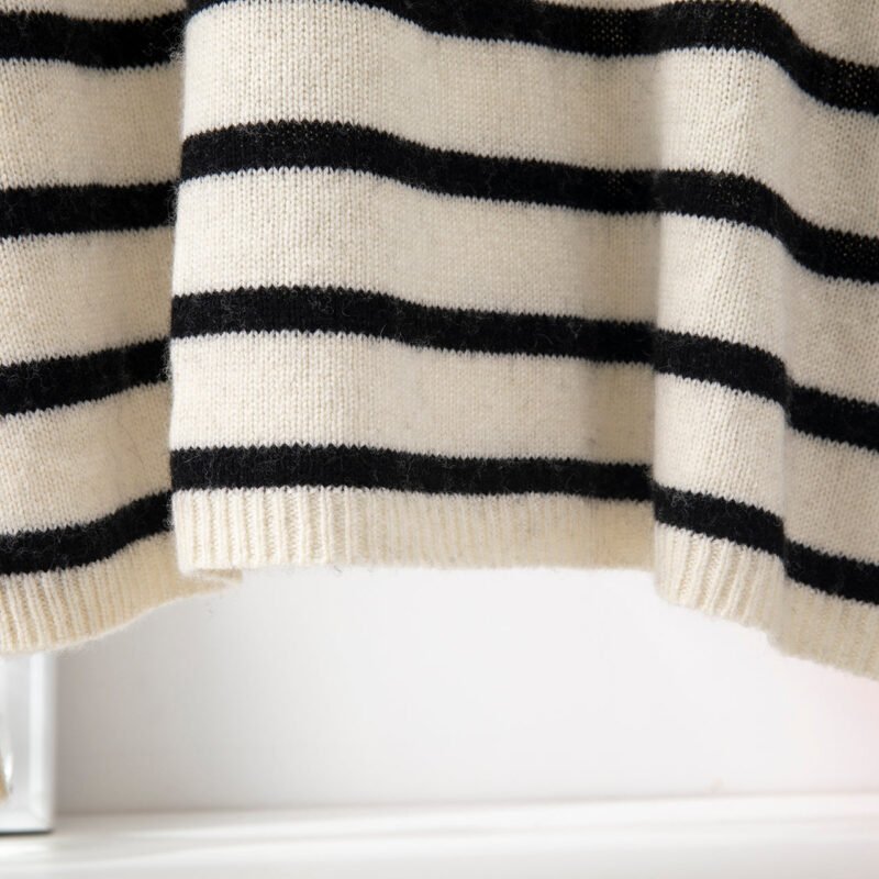 Striped Turtleneck Cashmere Women's Sweater-ABB05stri - 图片 6