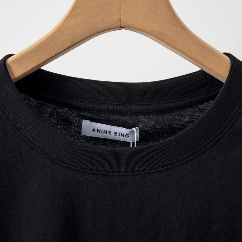 Smiley Face Printed Cotton Crew Neck Black Women's Short Sleeve T-Shirt-ABT02BK - 图片 4