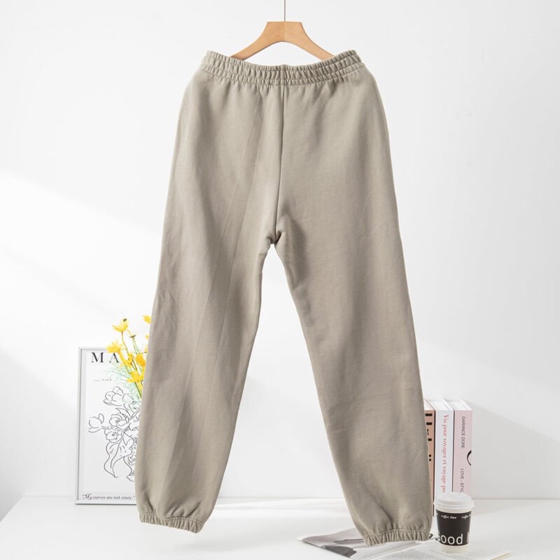 Classic Mid-rise Fleece Trousers with Small Logo Print for Women-ABP13GN - 图片 2