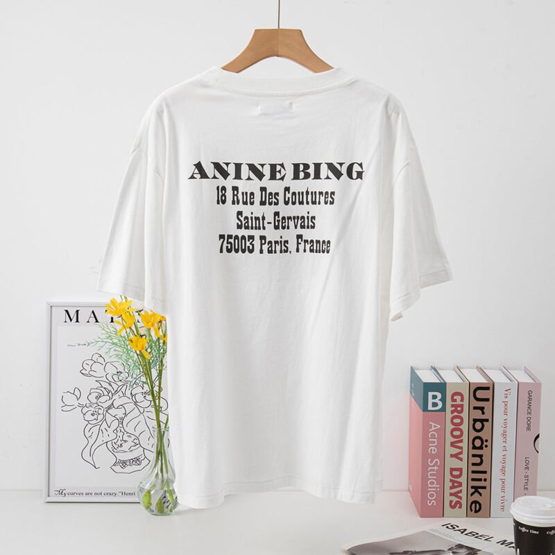 Double-image PARIS Print Front and Back English Printed Cotton Women's Round Neck T-shirt-ABT11WT - 图片 3