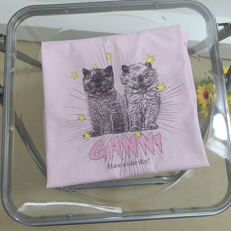 Cats Graphic Printed Letter White T-shirt Women Crew Neck Cotton Fashion Casual Cozy Tops T-shirts-GN11 - 图片 10