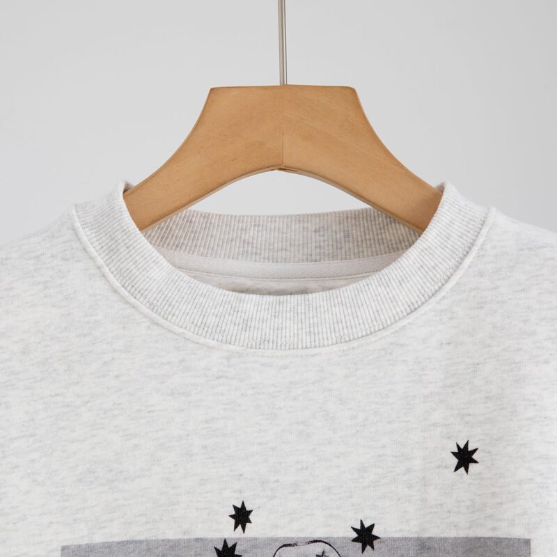 Letter Print Snake Butterfly Bee Fleece Women's Sweatshirt-ABS2458GY - 图片 4
