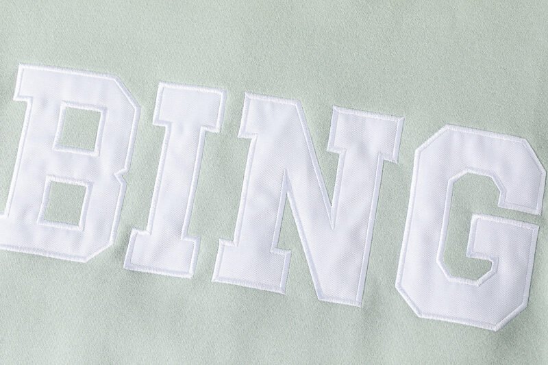 Light Green Classic Applique Embroidery BING Fleece Women's Loose Round Neck Sweatshirt-ABS2477GN - 图片 6