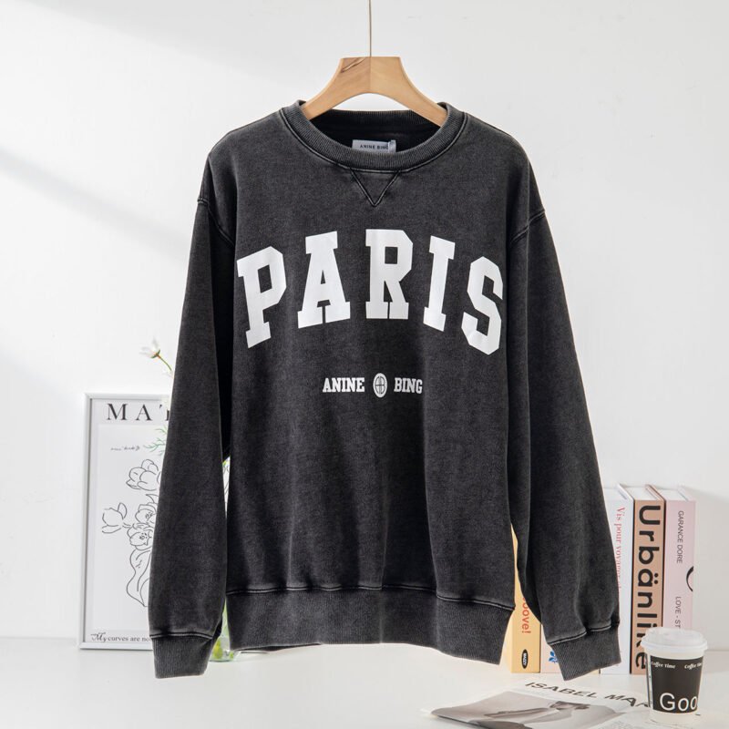 Letter Classic Fleece Women's Long Sleeve Crewneck White Sweatshirt-ABS2450WT - 图片 7