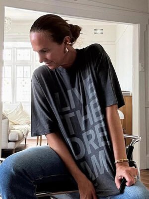 Summer Letter Printing Fried Color Washing Loose Distressed Women's Short-sleeved T-shirt-ABC02BK