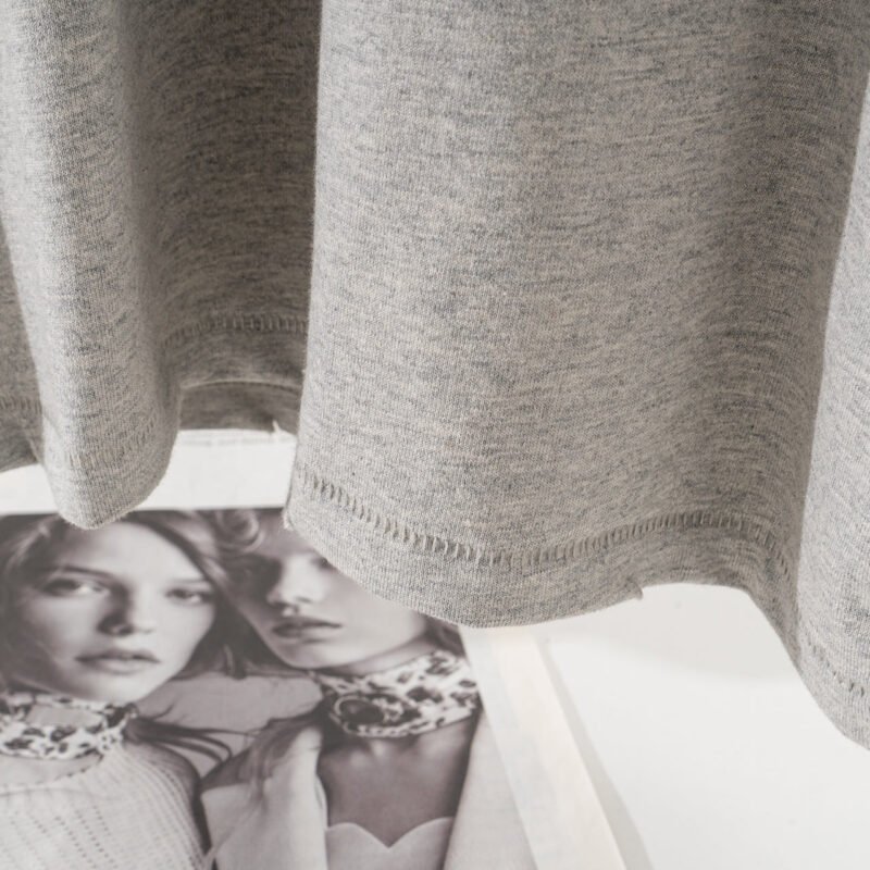 Letter Printed Grey Cotton Women's Round Neck Short Sleeve T-Shirt-ABS2498GY - 图片 8
