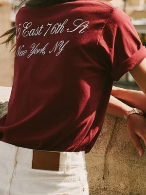 Vintage Letter Printed Cotton Women's Short Sleeve T-shirt-GN32