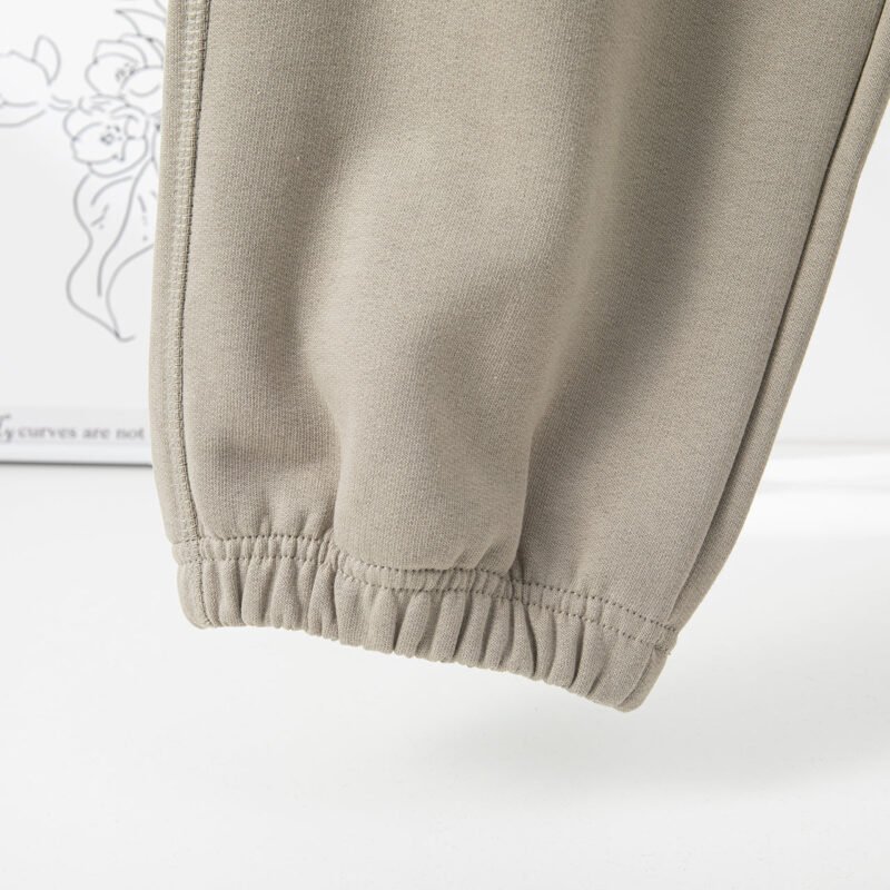 Classic Mid-rise Fleece Trousers with Small Logo Print for Women-ABP13GN - 图片 5