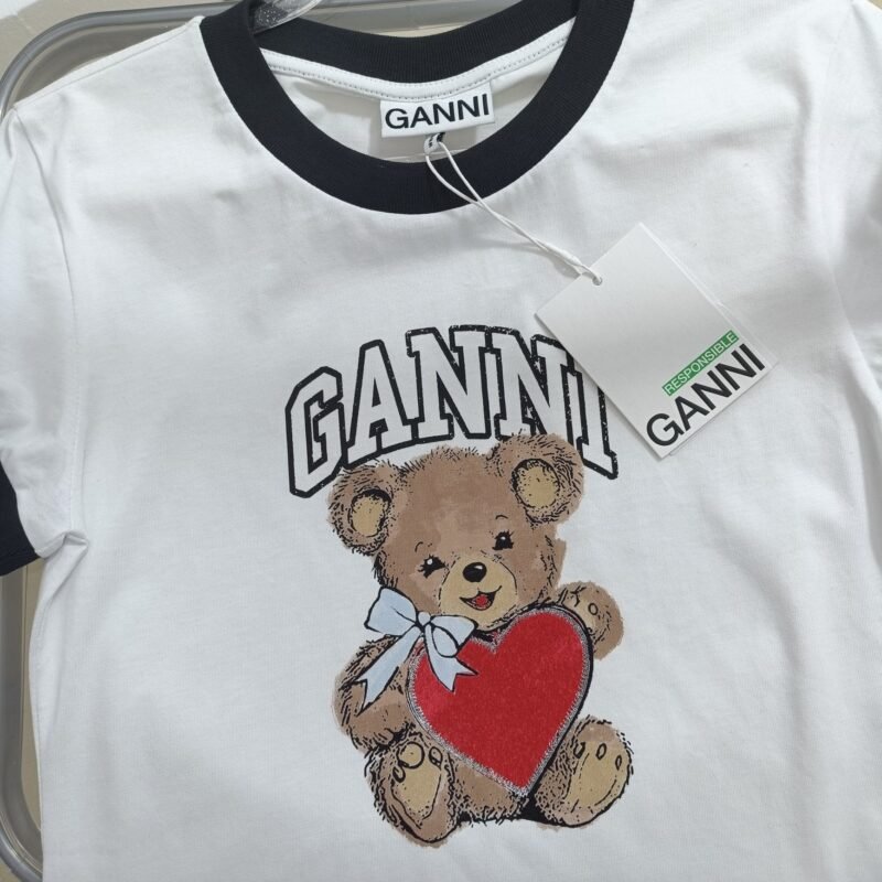 Bear Graphic Printed Letter Cotton Slim Short Sleeve T-shirts Women-GN04 - 图片 7