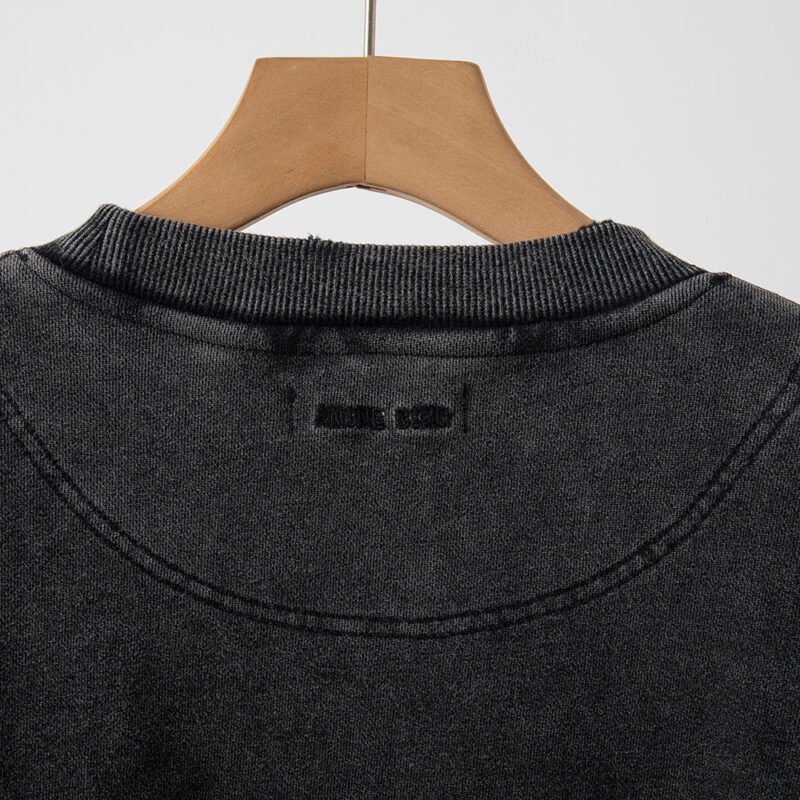 Autumn and Winter Black and Gray Classic Letter Printing Fried Color Washed Fried Snowflake Loose Women's Sweatshirt-ABS2410 - 图片 10