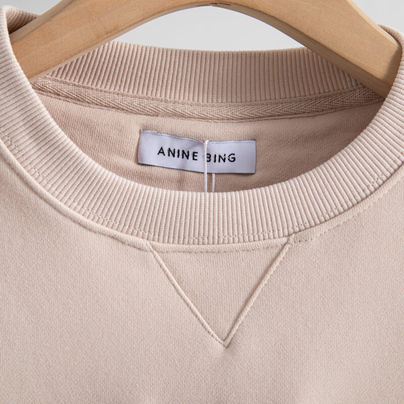 Autumn and Winter Letter Embroidery Sweatshirt with Fleece Lining and Light Khaki Women's Sweatshirt-ABS2434KQ - 图片 4