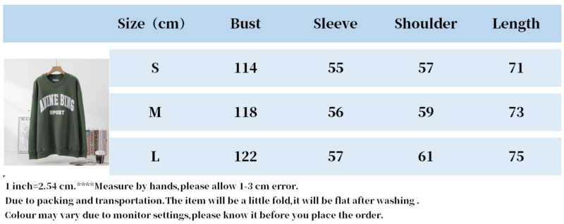 Letter Embroidery Loose Blue Cotton Fleece Women's Sweatshirt Long Sleeve Round Neck Pullover-ABS2419BL - 图片 16