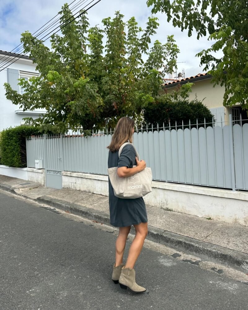 AB Patch Towel Embroidery Old Washed Color Dress T-shirt Women's Dress-ABC09BK - 图片 3