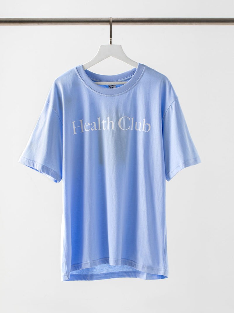 Blue Letter Print Classic Cotton Short Sleeve T-shirt-GN61 - 图片 6