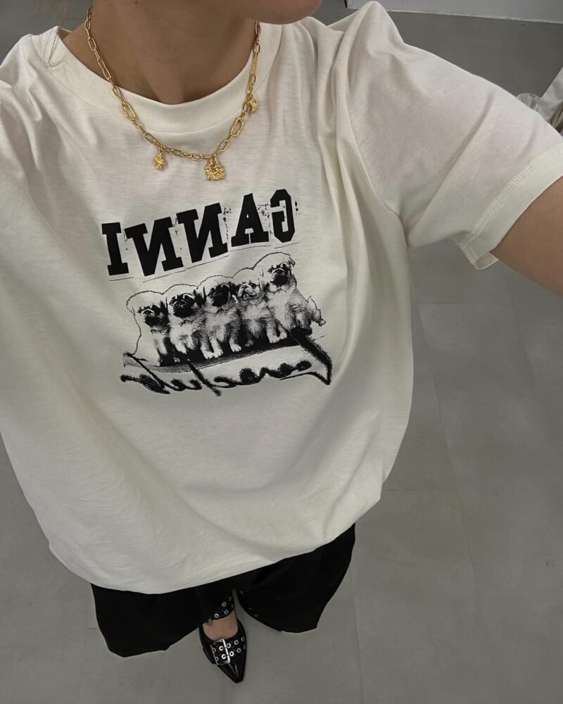 Little Dogs Printed Letter Cotton Casual O-neck Short Sleeve T-shirts Women-GN21