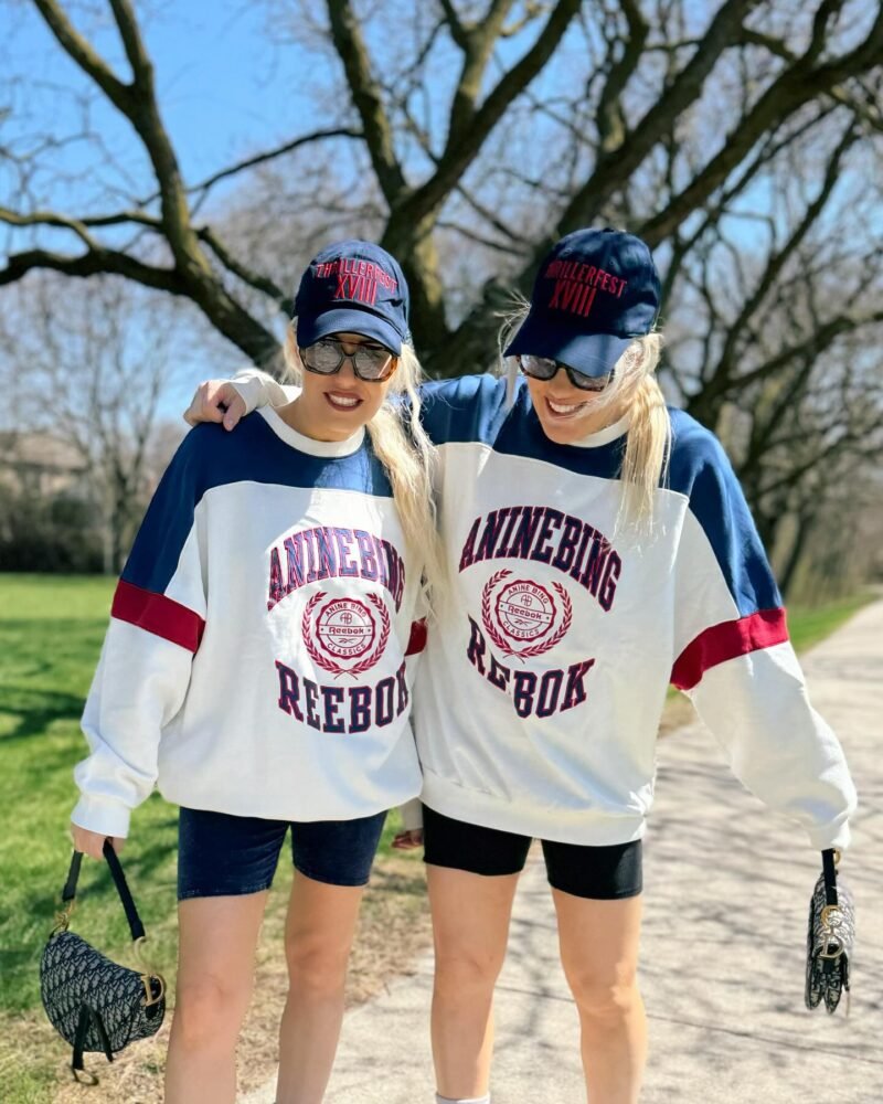 Contrast Color Front Letter Patch Embroidery Round Neck Mid-length Plush Women's Sweatshirt-ABD2488MC