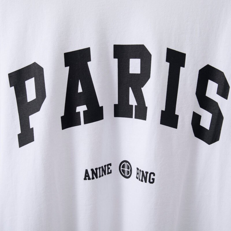 Paris Letter Print Sleeve Logo Embroidery Cotton Women's Short-sleeved T-shirt-ABT08WT - 图片 6