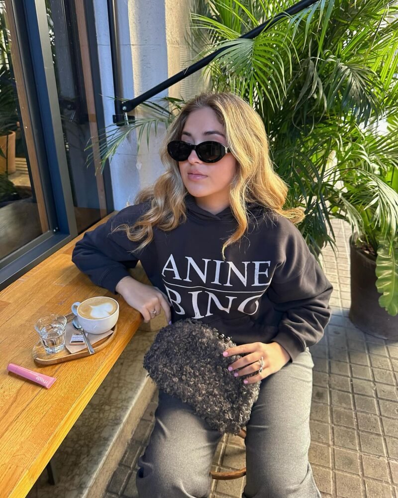 Letter Printed Fleece Washed Distressed Women's Hooded Sweatshirt-ABS2499BK