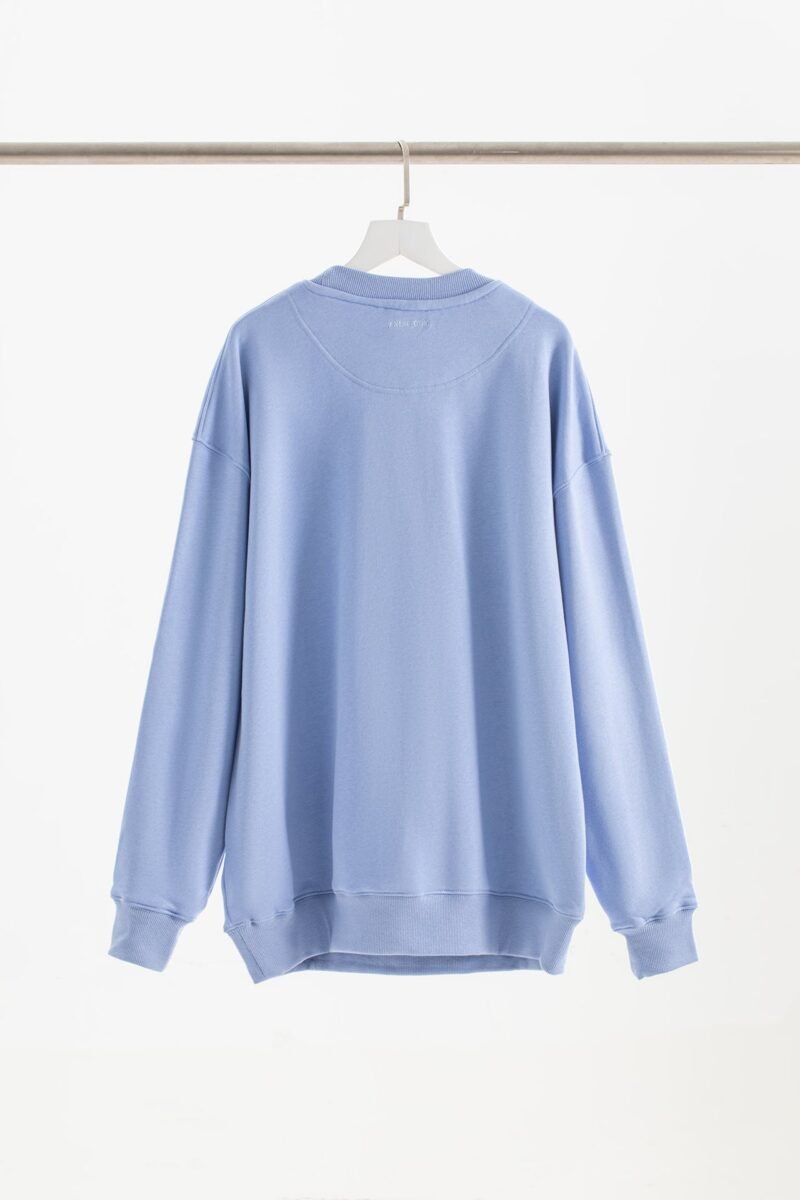 Letter Embroidery Loose Gray Cotton Fleece Women's Sweatshirt Long Sleeve Round Neck Pullover-ABS2472GY - 图片 29