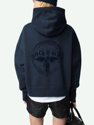 Wings Printed Angel Flocked Plush Women's Hoodie-DH-ZV-149