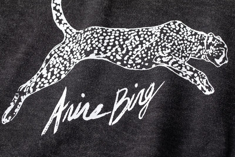 Leopard Letter Print Washed and Fried Color Distressed Black and Gray Women's Sweatshirt- ABS2478BK - 图片 4