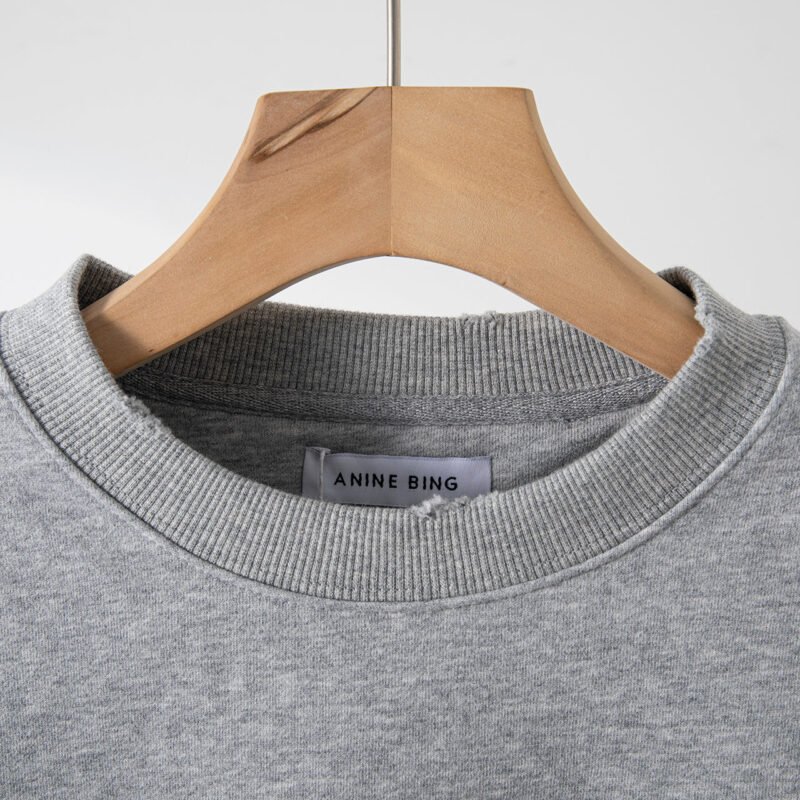 Gray Classic Eagle Digital Print Hem Frayed Fleece Women's Sweatshirt-ABS2467GY - 图片 4