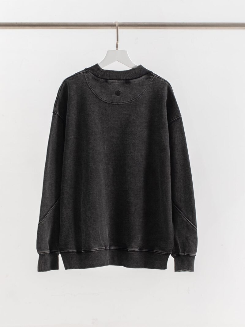 Autumn and Winter White Eagle Print Fried Color Washed Black and Gray Distressed Women's Sweatshirt-ABS2479BK - 图片 3