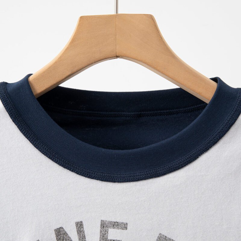 Printed Gold Contrast Double-sided Cotton Short-sleeved T-shirt for Women-ABT17DB - 图片 11