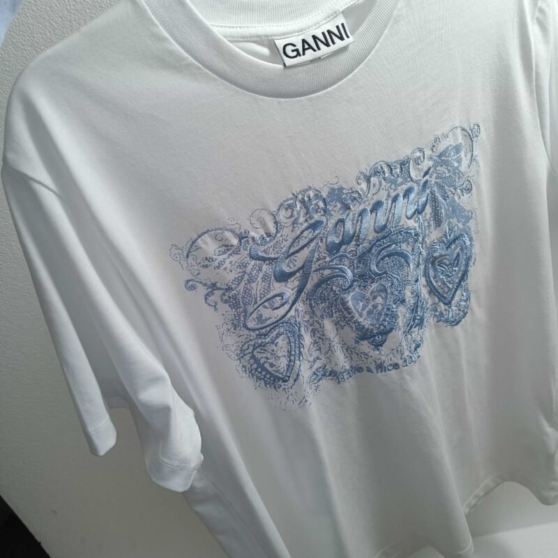 Letter Embroidery Graphic Printed White Cotton T-shirt Women-GN14 - 图片 8