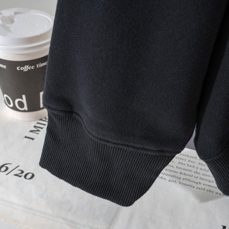 Letter Printed Fleece Washed Distressed Women's Hooded Sweatshirt-ABS2499BK - 图片 8