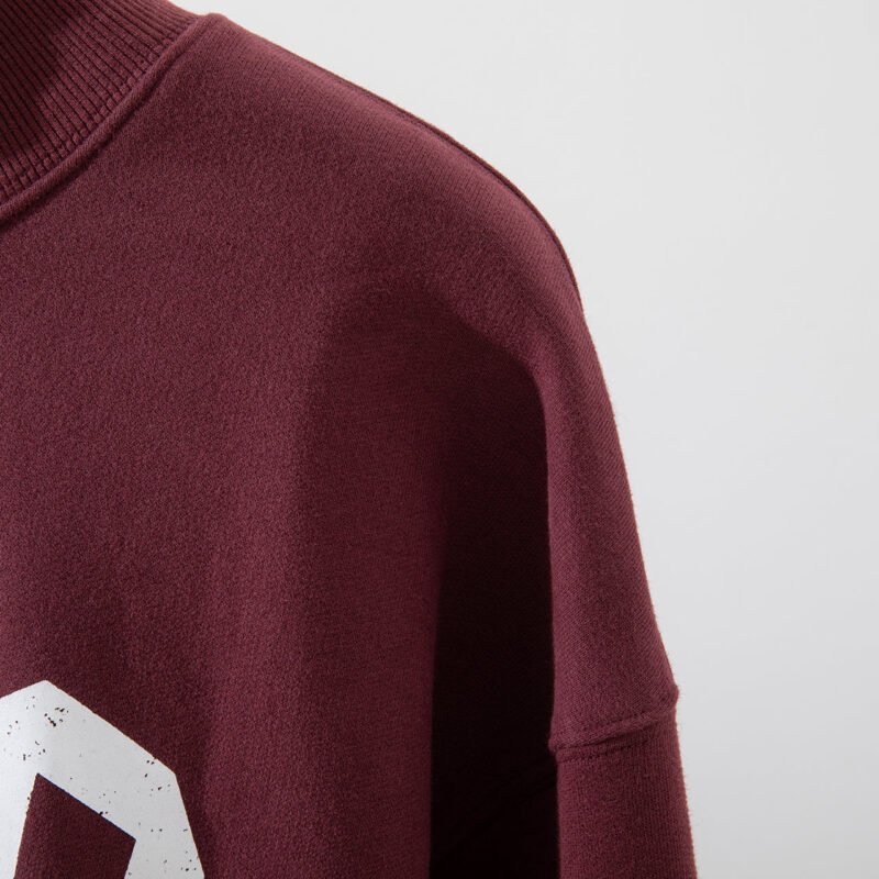 Red BING Printed Fleece High Collar Loose Women's Sweatshirt-ABS2492RED - 图片 6