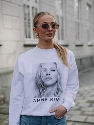 Head Portrait Print Triangle Round Neck Plus Velvet Loose Women's Sweatshirt-ABS2442WT