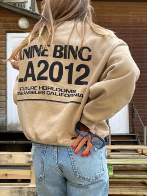 Brown Letter Printed Fleece Round Neck Women's Loose Plush Sweatshirt-ABS2455MT