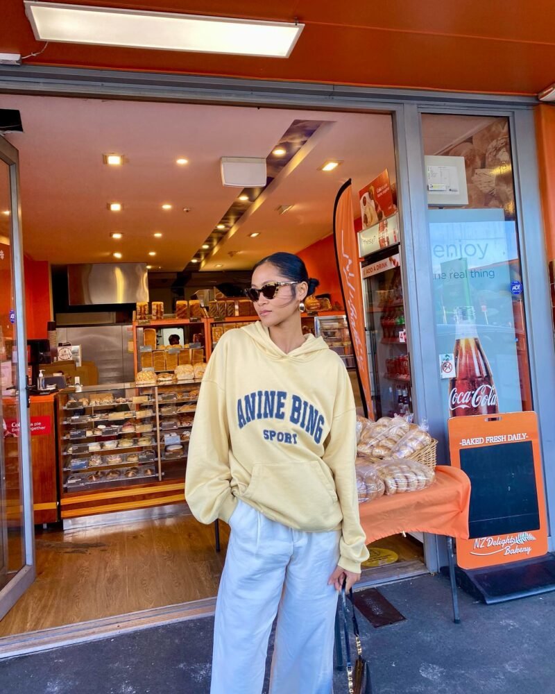 Yellow Classic Letter Hand-cranked Embroidered Round Neck Lining Plus Velvet Women's Hooded Sweatshirt-ABS2408YEL - 图片 6