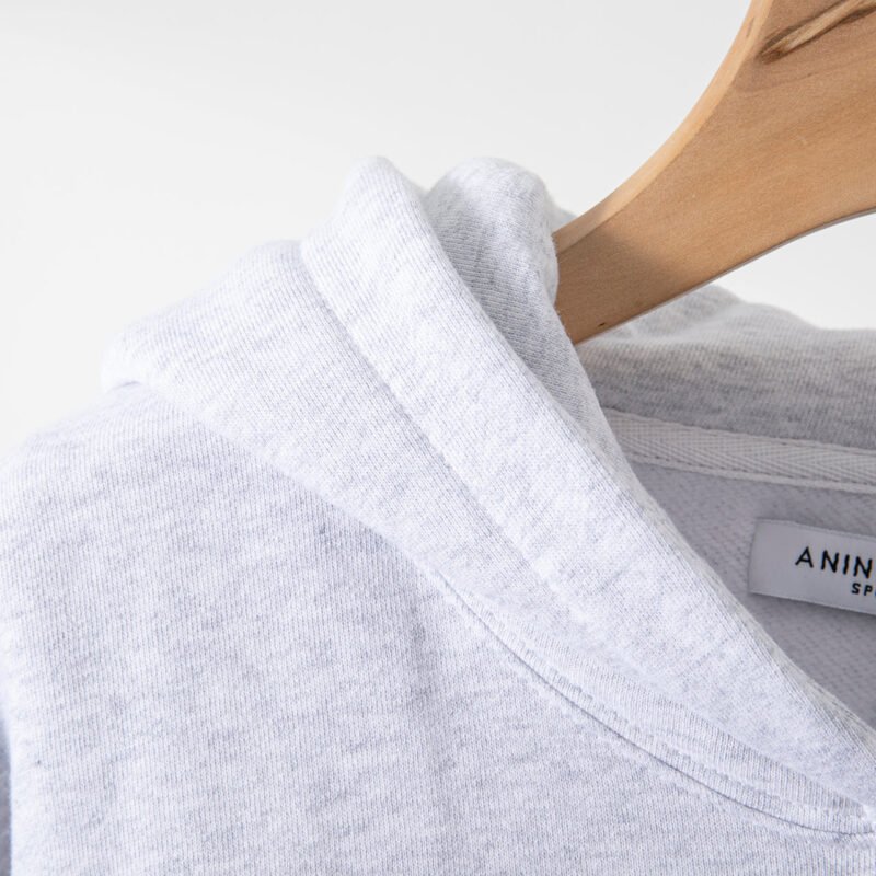 Grey Special Embroidery Letters Hand-cranked Embroidery Embroidered Fleece Women's Hooded Sweatshirt-ABS2418GY - 图片 5