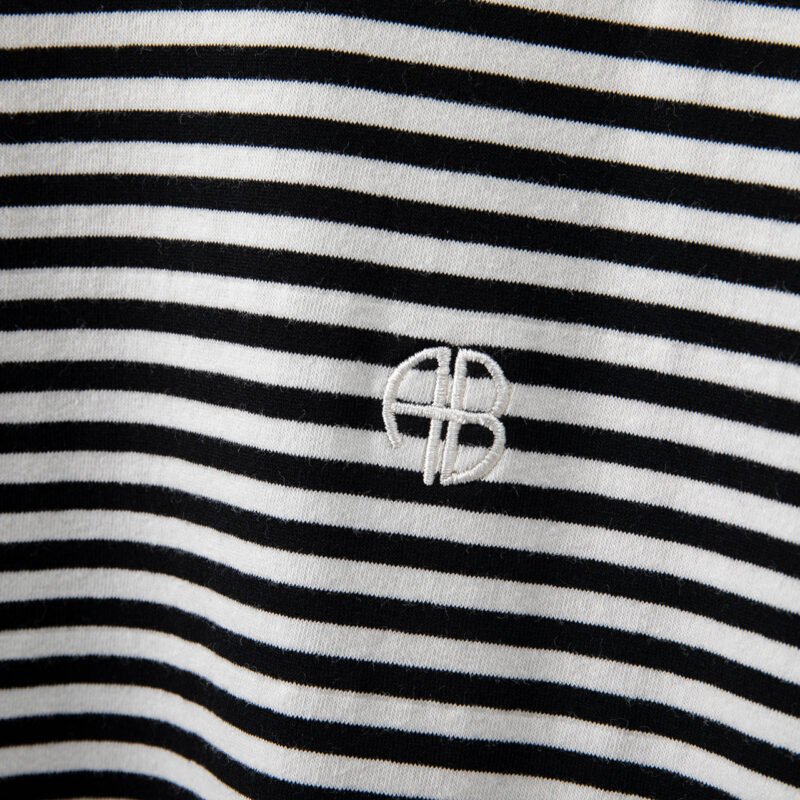 Classic Logo Embroidery Loose Women's Green Striped Short-sleeved T-shirt-ABC11GNstrip - 图片 13